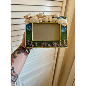 Vintage Figi Graphics COUNTING SHEEP White Lambs Picture Photo Frame 90s Decor